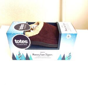 Totes Toasties Men's Memory Foam Slippers Dark Chocolate  Sz.  XL 11-12 NEW